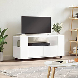 vidaXL Meuble TV blanc brillant 102x34,5x43 cm bois d'ingénierie