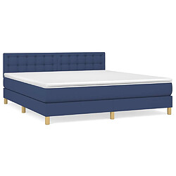 vidaXL Sommier à lattes de lit avec matelas Bleu 160x200 cm Tissu