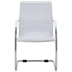 Helloshop26 Chaise fauteuil siège de bureau informatique étude cantilever similicuir blanc 02_0023989