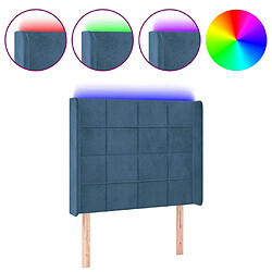 vidaXL Tête de lit à LED Bleu foncé 83x16x118/128 cm Velours