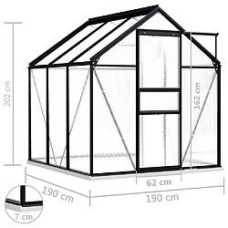 vidaXL Serre avec cadre de base Anthracite Aluminium 3,61 m² pas cher