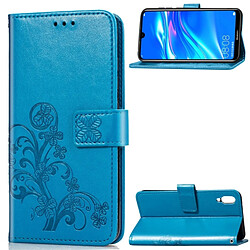 Wewoo Housse Coque Étui en cuir à motif de fleurs repiquées Lucky Clover pour HuEnjoy 9, avec support et logements pour cartes, portefeuille dragonne (bleu)