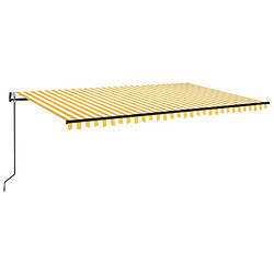 Maison Chic Auvent automatique | Store banne extérieur | Marquise capteur de vent/LED 500x300cm Jaune et blanc -MN99826