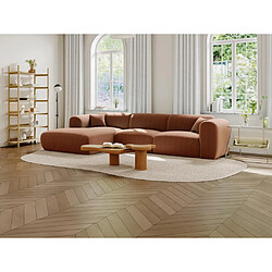 Vente-Unique Grand canapé d'angle gauche en tissu texturé terracotta POGNI de Maison Céphy