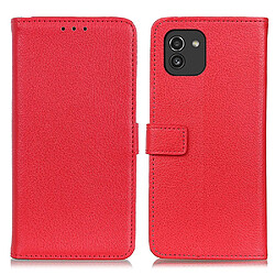 Etui en PU texture litchi, fermeture magnétique rouge pour votre Samsung Galaxy A03 (164.2 x 75.9 x 9.1mm)