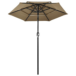 ComfortXL Parasol à 3 Niveaux Avec Mât En Aluminium Taupe 2 M