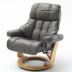 Avis Inside 75 Fauteuil relax CLAIRAC XL assise en cuir nougat pied en bois naturel avec repose pied