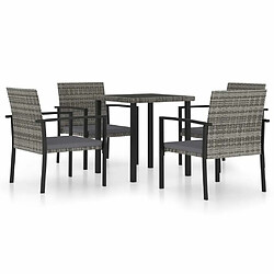 Salle à manger de jardin 5 pcs,Table et chaise à dîner Résine tressée Gris -MN64896