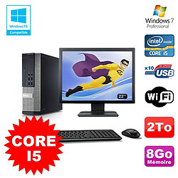 Lot PC Dell 7010 SFF Core I5 2400 3.1GHz 8Go Disque 2To Wifi W7 + Ecran 22" - Occasion