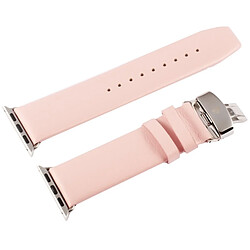 Avis Wewoo pour Apple Watch 38mm à la texture subtile avec double boucle Bracelet en cuir véritable avec connecteur (rose)