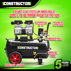 Avis Compresseur 750W - 50L silencieux - 8 bars - Constructor