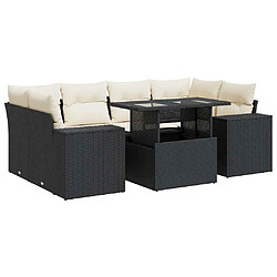 vidaXL Salon de jardin 7 pcs avec coussins noir résine tressée