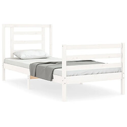 Maison Chic Cadre/structure de lit avec tête de lit pour adulte - Lit Moderne Chambre blanc simple bois massif -MN75472