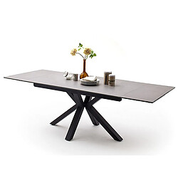 Pegane Table à manger extensible en céramique gris clair et métal noir mat - L.160-240 x H.76 x P.90 cm