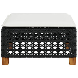 Avis vidaXL Tabouret de jardin et coussin noir 63,5x56x32 cm résine tressée