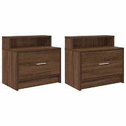 vidaXL Tables de chevet avec tiroir 2 pcs chêne marron 51x31x47 cm