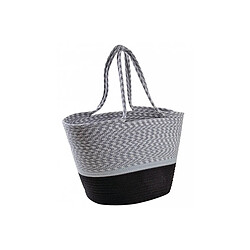 Aubry Gaspard Sac cabas en corde et coton Gris et noir.