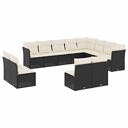 Maison Chic Salon de jardin 12 pcs avec coussins | Ensemble de Table et chaises | Mobilier d'Extérieur noir résine tressée -GKD94483