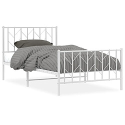 Maison Chic Cadre/structure de lit métal et tête de lit + pied de lit pour adulte - Lit Moderne Chambre blanc 100x190cm -MN23425 