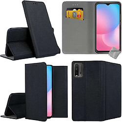 Htdmobiles Housse etui portefeuille avec coque intérieure en silicone pour Xiaomi Poco M3 / Redmi 9T + film ecran - NOIR MAGNET