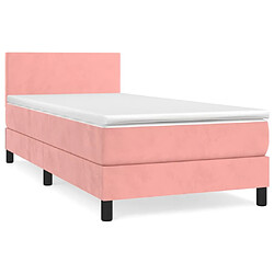 Maison Chic Lit adulte- Lit + matelas,Sommier à lattes de lit et matelas Rose 80x200 cm Velours -GKD30267