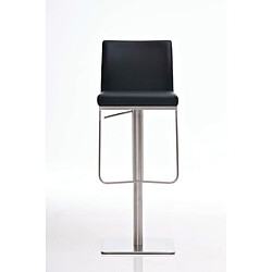 Decoshop26 Tabouret de bar x1 avec repose-pieds plaque de base carrée en acier inoxydable assise en PVC noir 10_0005308