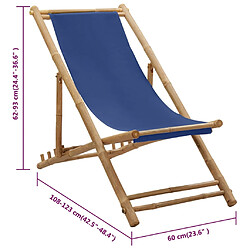 vidaXL Chaise de terrasse Bambou et toile Bleu marine pas cher