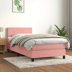 vidaXL Sommier à lattes de lit avec matelas Rose 90x200 cm Velours