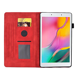 Etui en PU magnétique, fonction d'éveil/veille automatique avec support et porte-cartes pour Samsung Galaxy Tab A 8.0 (2019) SM-T290 (Wi-Fi) - rouge