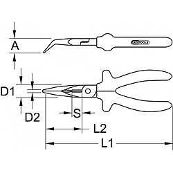 KS TOOLS 115.1318 Pince à bec demi-rond coudé 45° standard, 165 mm