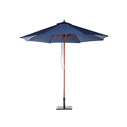 Acheter Beliani Parasol de jardin en bois avec toile bleu marine d 270 cm TOSCANA