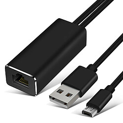 Avizar Adaptateur Réseau micro-USB vers Ethernet RJ45 Universel Vitesse 100Mbps - Noir