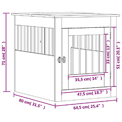 vidaXL Meuble de cage pour chiens blanc 64,5x80x71cm bois d'ingénierie pas cher