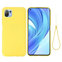 Coque en silicone Liquide avec Sangle jaune pour votre Xiaomi Mi 11 Lite 4G/5G