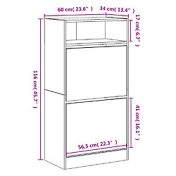 vidaXL Armoire à chaussures chêne marron 60x34x116cm bois d'ingénierie pas cher