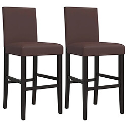 vidaXL Chaises de bar lot de 2 bois massif d'hévéa et similicuir