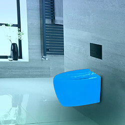 Loobow Toilette suspendu de couleur bleu Cuvette WC en céramique