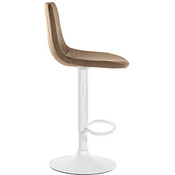 Decoshop26 Tabouret de bar x1 repose-pieds en métal blanc confortable en forme d'arc assise en velours marron 10_0004785