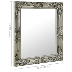 vidaXL Miroir mural style baroque 50x60 cm Argenté pas cher