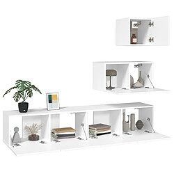 Acheter Maison Chic Ensemble de meubles TV 4 pcs | Banc TV Moderne pour salon | Meuble de Rangement - Blanc Bois d'ingénierie -MN50008