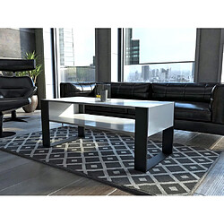 Dusine TABLE BASSE LOVY BLANC / NOIR - STYLE INDUSTRIEL - 120cm x 64 cm