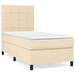 Maison Chic Lit adulte- Lit + matelas,Sommier à lattes de lit et matelas Crème 90x190 cm Tissu -GKD89231