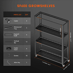 Spider Farmer Support pour plantes en métal à 3 niveaux avec plateaux pour plantes pas cher