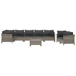 Avis Maison Chic Salon de jardin 9 pcs + coussins - Mobilier/Meubles de jardin - Table et chaises d'extérieur Gris Résine tressée -MN83579