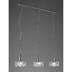 Luminaire Center Suspension O2 3 Ampoules E27 Line Large, chrome poli