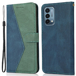 Etui en PU + TPU épissure bicolore avec support et cordon de transport bleu vert pour votre OnePlus Nord N200 5G