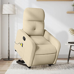 vidaXL Fauteuil inclinable de massage Crème Tissu