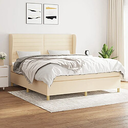 Maison Chic Lit adulte- Lit + matelas,Sommier à lattes de lit avec matelas Crème 180x200 cm Tissu -GKD33927