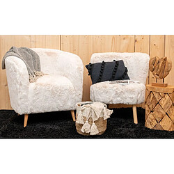 Aubry Gaspard Fauteuil effet fourrure blanche Grand.