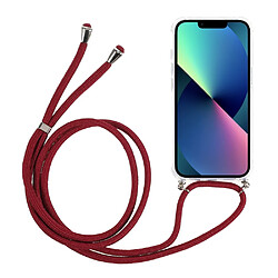 Coque en TPU + acrylique anti-chute, avec longe réglable rouge jujubier pour votre Apple iPhone 13 mini 5.4 pouces